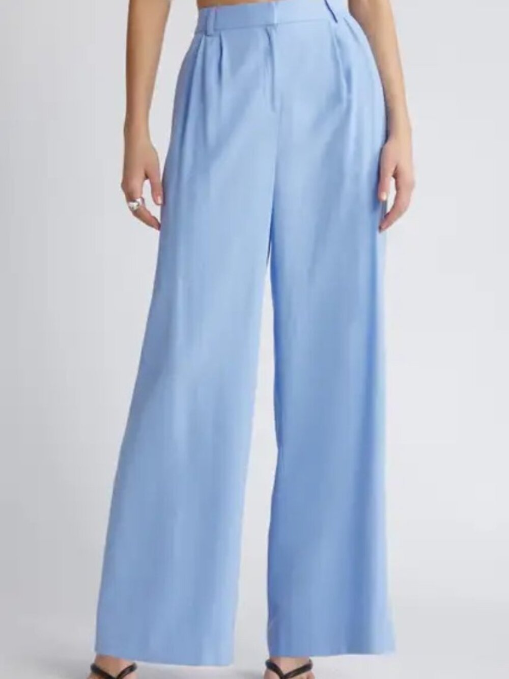 Nordstrom Open Edit High Waist Wide Leg Trousers Light Blue 10